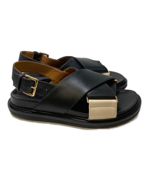 MARNI（マルニ）MARNI (マルニ) クリスクロスサンダル ブラック×ベージュ サイズ:36の古着・服飾アイテム