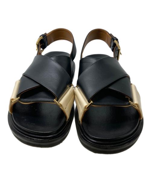 MARNI（マルニ）MARNI (マルニ) クリスクロスサンダル ブラック×ベージュ サイズ:36の古着・服飾アイテム