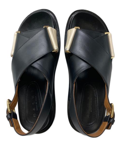 MARNI（マルニ）MARNI (マルニ) クリスクロスサンダル ブラック×ベージュ サイズ:36の古着・服飾アイテム