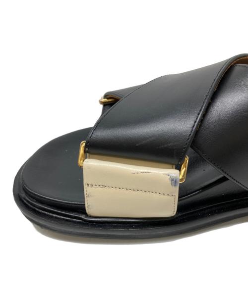 MARNI（マルニ）MARNI (マルニ) クリスクロスサンダル ブラック×ベージュ サイズ:36の古着・服飾アイテム
