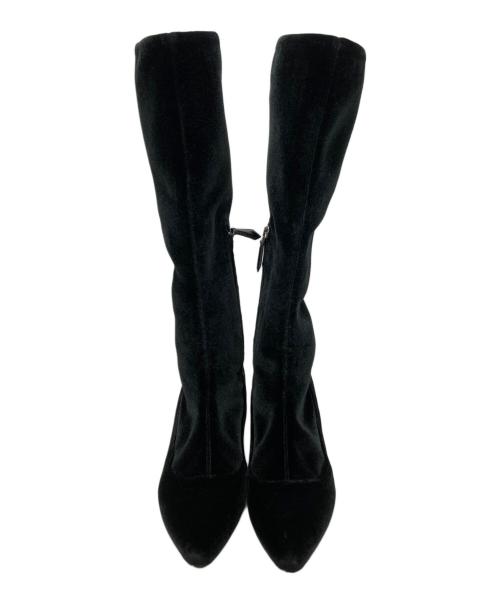 MIU MIU（ミュウミュウ）MIU MIU (ミュウミュウ) ベロアビジューブーツ ブラック サイズ:35 1/2の古着・服飾アイテム