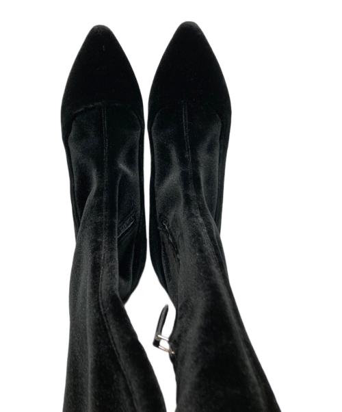 MIU MIU（ミュウミュウ）MIU MIU (ミュウミュウ) ベロアビジューブーツ ブラック サイズ:35 1/2の古着・服飾アイテム