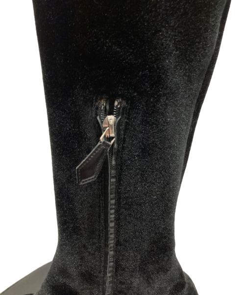 MIU MIU（ミュウミュウ）MIU MIU (ミュウミュウ) ベロアビジューブーツ ブラック サイズ:35 1/2の古着・服飾アイテム