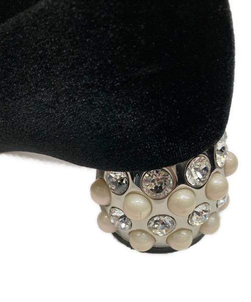 MIU MIU（ミュウミュウ）MIU MIU (ミュウミュウ) ベロアビジューブーツ ブラック サイズ:35 1/2の古着・服飾アイテム