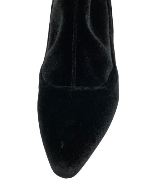 MIU MIU（ミュウミュウ）MIU MIU (ミュウミュウ) ベロアビジューブーツ ブラック サイズ:35 1/2の古着・服飾アイテム