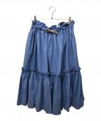 Vivienne Westwood RED LABELヴィヴィアンウエストウッドレッドレーベル）の古着「オーガニックコットンタイプライターギャザースカート」｜ブルー