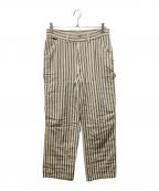 stussyステューシー）の古着「ダブルニーストライプペインターパンツ」｜アイボリー×ブラウン