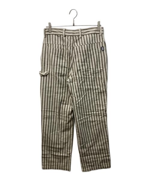 stussy（ステューシー）stussy (ステューシー) ダブルニーストライプペインターパンツ アイボリー×ブラウン サイズ:5の古着・服飾アイテム