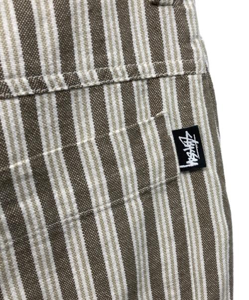 stussy（ステューシー）stussy (ステューシー) ダブルニーストライプペインターパンツ アイボリー×ブラウン サイズ:5の古着・服飾アイテム