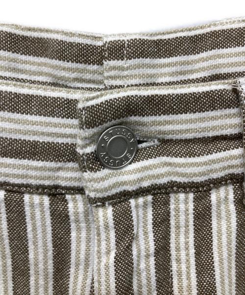 stussy（ステューシー）stussy (ステューシー) ダブルニーストライプペインターパンツ アイボリー×ブラウン サイズ:5の古着・服飾アイテム