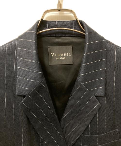 VERMEIL par iena（ヴェルメイユ パー イエナ）VERMEIL par iena (ヴェルメイユ パー イエナ) NALYA ストライプショートジャケット ネイビー サイズ:Freeの古着・服飾アイテム