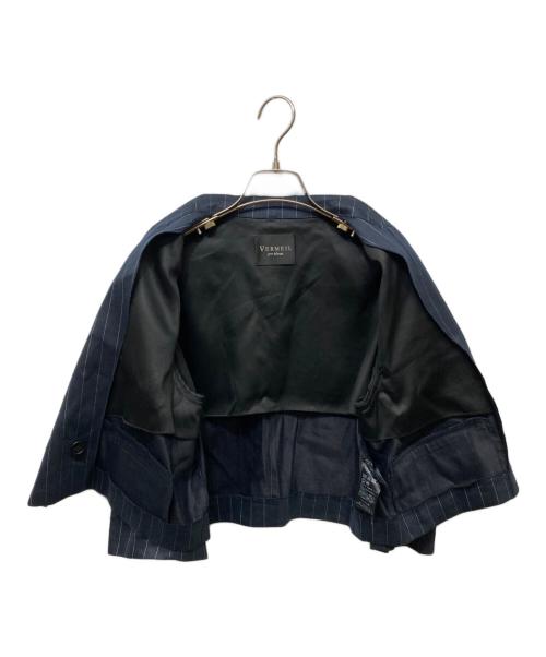 VERMEIL par iena（ヴェルメイユ パー イエナ）VERMEIL par iena (ヴェルメイユ パー イエナ) NALYA ストライプショートジャケット ネイビー サイズ:Freeの古着・服飾アイテム