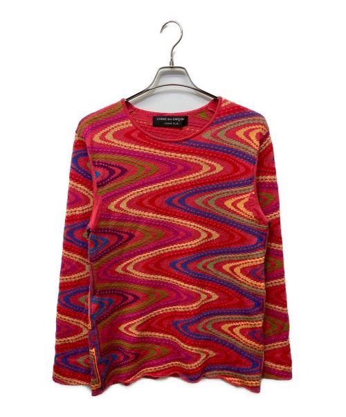COMME des GARCONS HOMME PLUS（コムデギャルソンオムプリュス）COMME des GARCONS HOMME PLUS (コムデギャルソンオムプリュス) サイケデリックニット レッド サイズ:FREEの古着・服飾アイテム