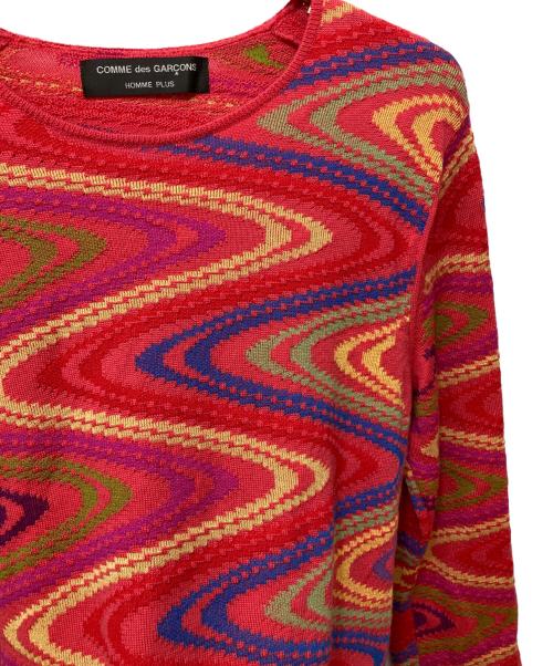 COMME des GARCONS HOMME PLUS（コムデギャルソンオムプリュス）COMME des GARCONS HOMME PLUS (コムデギャルソンオムプリュス) サイケデリックニット レッド サイズ:FREEの古着・服飾アイテム