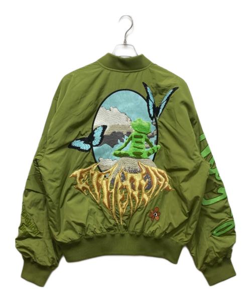 PAM（パム）PAM (パム) MASTERS FROG REVERSIBLE BOMBER JACKET オリーブ×ブラウン サイズ:Lの古着・服飾アイテム