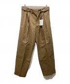 VICTIMヴィクティム）の古着「LINEN 2-TUCK SLACKS」｜ブラウン