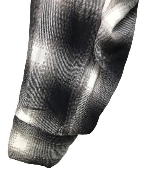 FRONT 11201（フロント 11201）FRONT 11201 (フロント 11201) レーヨンオンブレチェックシャツ ブラック×グレー サイズ:Mの古着・服飾アイテム