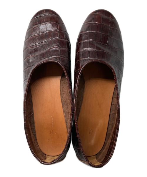 HENDER SCHEME（エンダースキーマ）Hender Scheme (エンダースキーマ) emboss fabre 型押しスリッポン ブラウン サイズ:3の古着・服飾アイテム