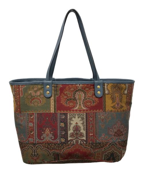 ETRO（エトロ）ETRO (エトロ) ペイズリー柄 リバーシブルトートバッグ ネイビー×パープルの古着・服飾アイテム