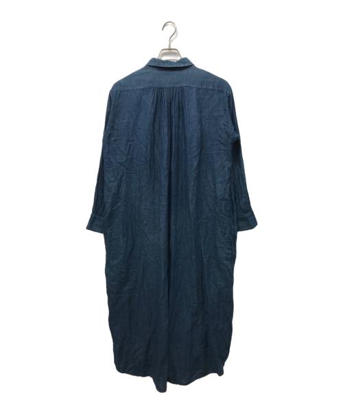 45R（フォーティファイブ・アール）45R (フォーティファイブ・アール) インディゴ二重織ガーゼロングワンピース ブルーの古着・服飾アイテム