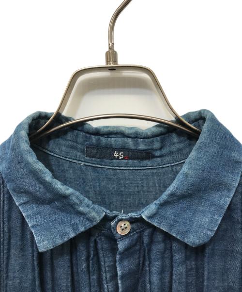 45R（フォーティファイブ・アール）45R (フォーティファイブ・アール) インディゴ二重織ガーゼロングワンピース ブルーの古着・服飾アイテム