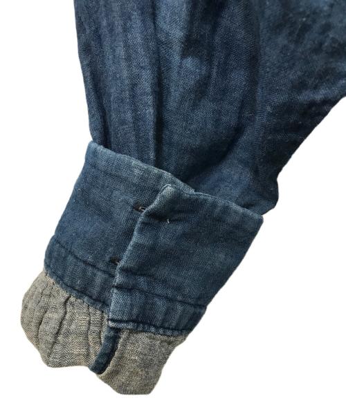 45R（フォーティファイブ・アール）45R (フォーティファイブ・アール) インディゴ二重織ガーゼロングワンピース ブルーの古着・服飾アイテム