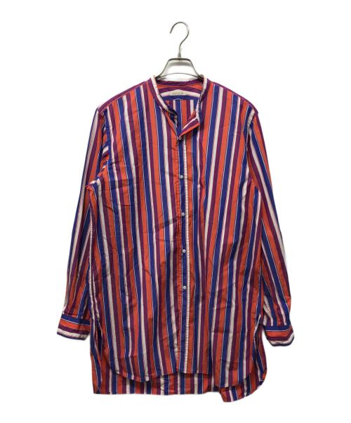 HEUGN（ユーゲン）HEUGN (ユーゲン) コットンマルチストライプバンドカラーシャツ ネイビー サイズ:3の古着・服飾アイテム