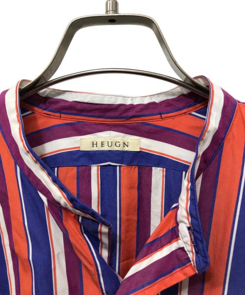 HEUGN（ユーゲン）HEUGN (ユーゲン) コットンマルチストライプバンドカラーシャツ ネイビー サイズ:3の古着・服飾アイテム