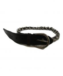 MIU MIU（ミュウミュウ）の古着「チェーンレザーベルト」｜ブラウン