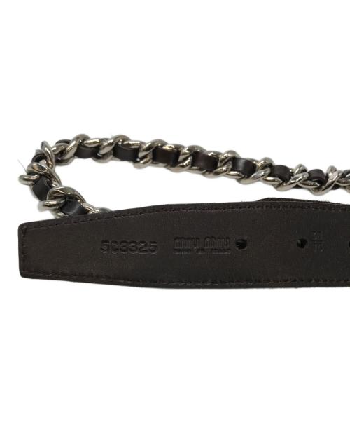 MIU MIU（ミュウミュウ）MIU MIU (ミュウミュウ) チェーンレザーベルト ブラウンの古着・服飾アイテム