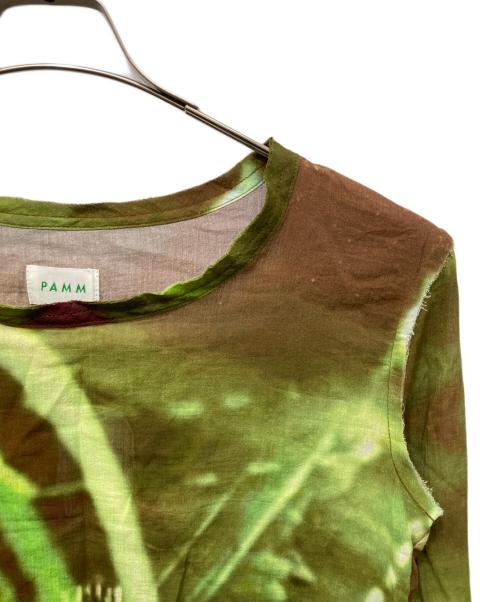 PAMM（パム）PAMM (パム) 「たしかにそこにあった夜」のガーゼトップス グリーン×ブラウン サイズ:Free 未使用品の古着・服飾アイテム