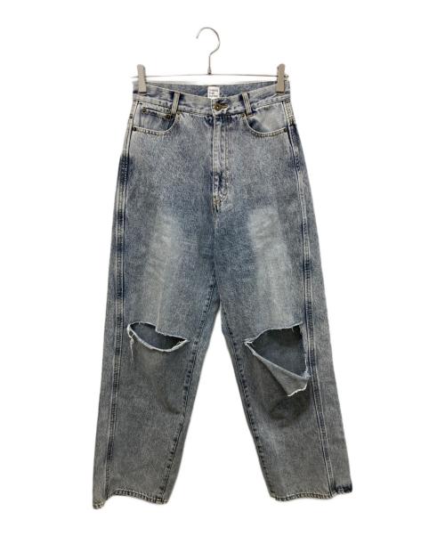 THINGS THAT MATTER（シングスザットマター）THINGS THAT MATTER (シングスザットマター) KNEE CUTTING DENIM PANTS インディゴ サイズ:2の古着・服飾アイテム
