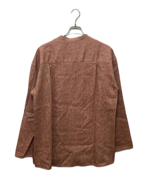 Cale（カル）Cale (カル) リネンウールライトガーメントダイ バンドカラーミリタリーシャツ ブラウン サイズ:4の古着・服飾アイテム