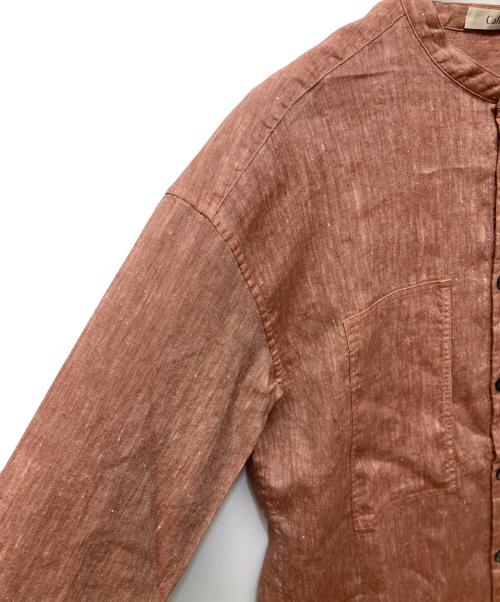 Cale（カル）Cale (カル) リネンウールライトガーメントダイ バンドカラーミリタリーシャツ ブラウン サイズ:4の古着・服飾アイテム