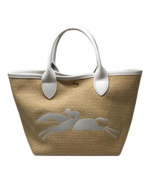 LONGCHAMP（ロンシャン）LONGCHAMP (ロンシャン) パニエ プリアージュ 2WAYハンドバッグ ベージュ×ホワイトの古着・服飾アイテム