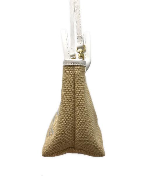 LONGCHAMP（ロンシャン）LONGCHAMP (ロンシャン) パニエ プリアージュ 2WAYハンドバッグ ベージュ×ホワイトの古着・服飾アイテム