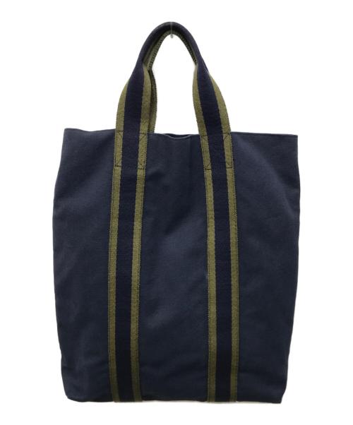 HERMES（エルメス）HERMES (エルメス) キャンバストートバッグ ネイビーの古着・服飾アイテム