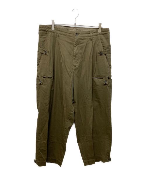 Yohji Yamamoto pour homme（ヨウジヤマモト プールオム）Yohji Yamamoto pour homme (ヨウジヤマモト プールオム) DYEING COTTON TWILL TUCK BALL EDGE PANT オリーブ サイズ:Mの古着・服飾アイテム