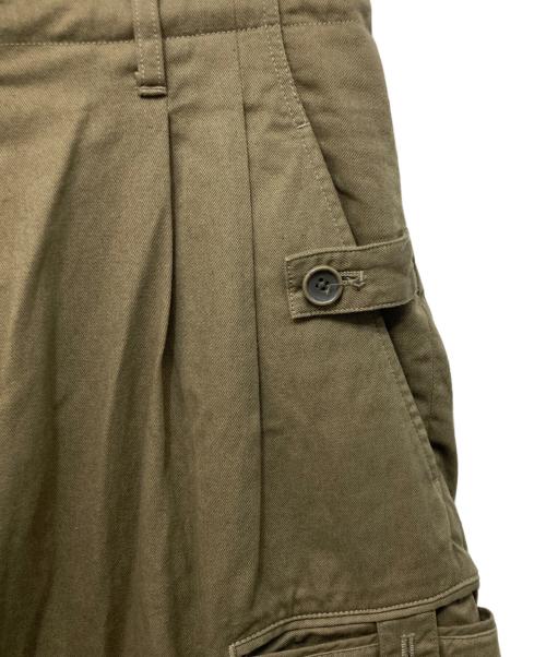 Yohji Yamamoto pour homme（ヨウジヤマモト プールオム）Yohji Yamamoto pour homme (ヨウジヤマモト プールオム) DYEING COTTON TWILL TUCK BALL EDGE PANT オリーブ サイズ:Mの古着・服飾アイテム