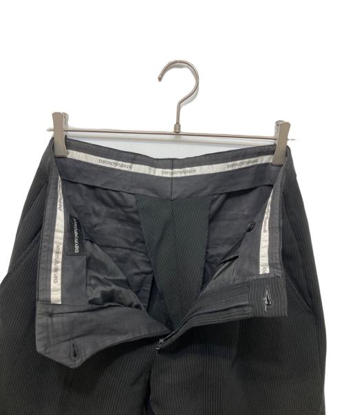 EMPORIO ARMANI（エンポリオアルマーニ）EMPORIO ARMANI (エンポリオアルマーニ) ストライプタックパンツ ブラック サイズ:52の古着・服飾アイテム