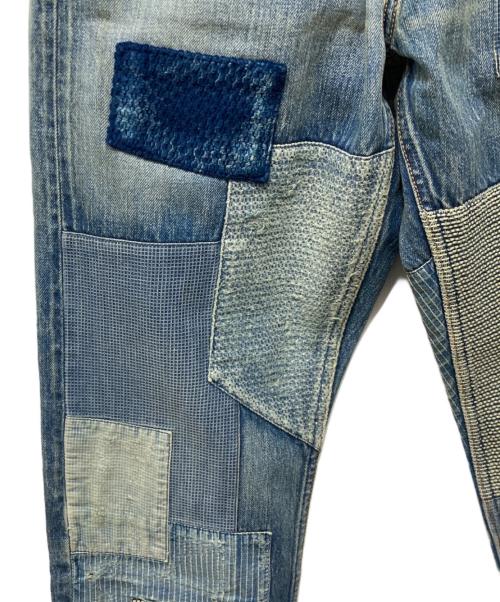 FDMTL（ファンダメンタル）FDMTL (ファンダメンタル) 刺し子パッチワークデニムパンツ インディゴ サイズ:30の古着・服飾アイテム