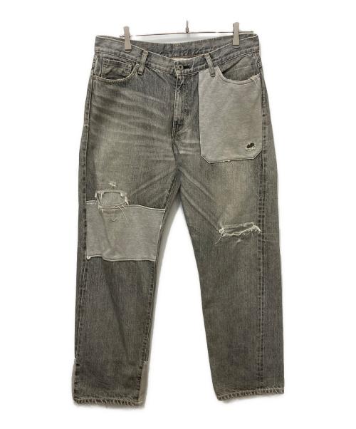 whiz limited（ウィズリミテッド）whiz limited (ウィズリミテッド) リペア加工セルヴィッジデニムパンツ グレー サイズ:Mの古着・服飾アイテム