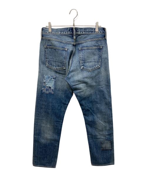 FDMTL（ファンダメンタル）FDMTL (ファンダメンタル) 刺し子パッチワークデニムパンツ インディゴ サイズ:32の古着・服飾アイテム