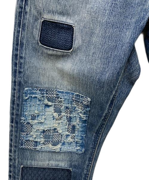 FDMTL（ファンダメンタル）FDMTL (ファンダメンタル) 刺し子パッチワークデニムパンツ インディゴ サイズ:32の古着・服飾アイテム