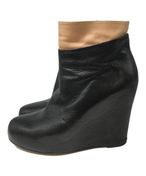 Maison Margiela（メゾンマルジェラ）Maison Margiela (メゾンマルジェラ) インヒールレイヤーブーツ ブラック サイズ:37の古着・服飾アイテム