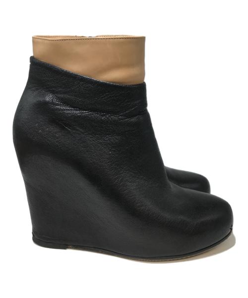Maison Margiela（メゾンマルジェラ）Maison Margiela (メゾンマルジェラ) インヒールレイヤーブーツ ブラック サイズ:37の古着・服飾アイテム