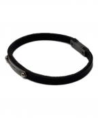 Saint Laurent Parisサンローランパリ）の古着「レザー&パラジウム ブレスレット」｜ブラック