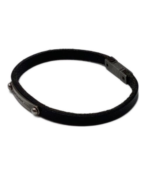 Saint Laurent Paris（サンローランパリ）Saint Laurent Paris (サンローランパリ) レザー&パラジウム ブレスレット ブラックの古着・服飾アイテム