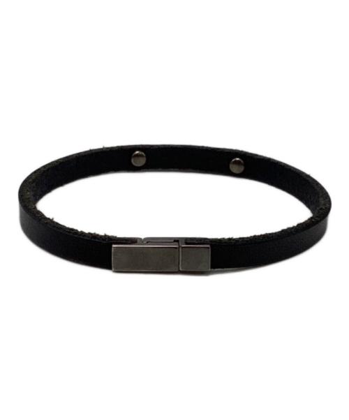 Saint Laurent Paris（サンローランパリ）Saint Laurent Paris (サンローランパリ) レザー&パラジウム ブレスレット ブラックの古着・服飾アイテム