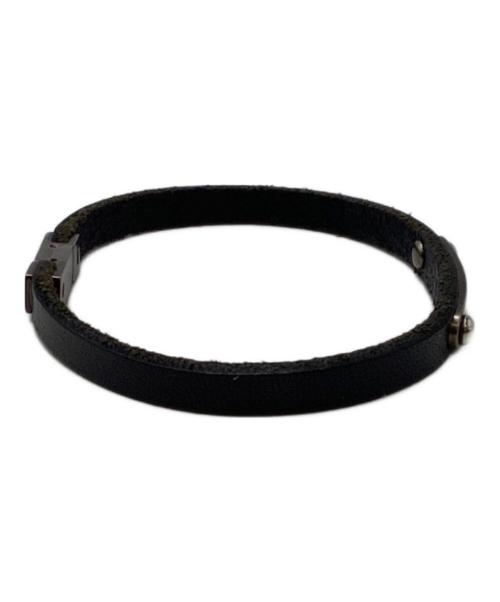 Saint Laurent Paris（サンローランパリ）Saint Laurent Paris (サンローランパリ) レザー&パラジウム ブレスレット ブラックの古着・服飾アイテム